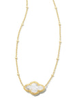 Abbie Gold Pendant Necklace in Ivory Mother-of-Pearl