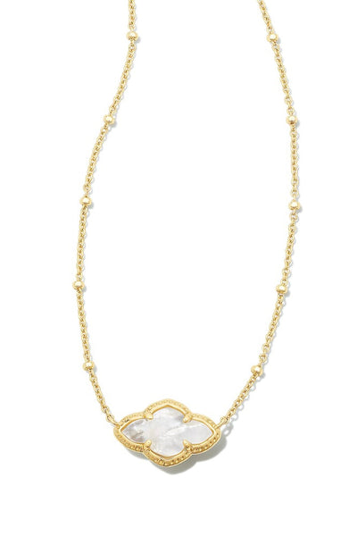 Abbie Gold Pendant Necklace in Ivory Mother-of-Pearl