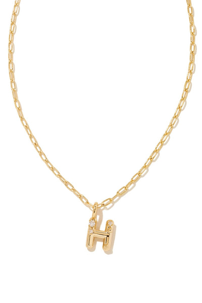 Crystal Letter H Gold Pendant Necklace in White Crystal