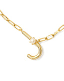 Pearl Gold Letter Pendant Necklace in Freshwater Pearl // J