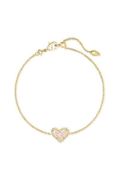 Ari Heart Gold Chain Bracelet in Iridescent Drusy