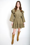 Olive Ruffle Dress