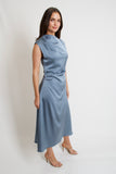 Allie Satin Midi Dress // slate