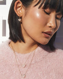 Ari Heart Gold Huggie Earrings in Dichroic Glass
