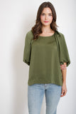 Olive Puff Sleeve Top