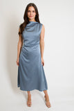 Allie Satin Midi Dress // slate