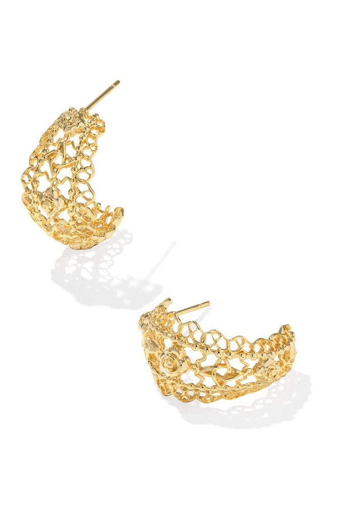 Krista Lace Gold Huggie Earrings