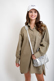 Poplin Shirt Dress // olive