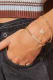 Ari Heart Gold Bracelet in Rose Quartz