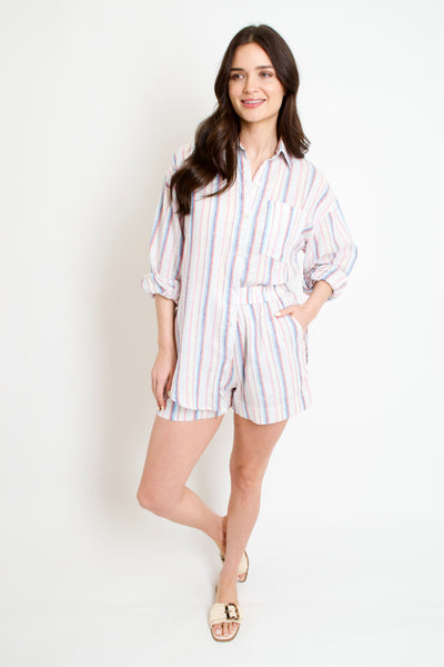 Angelina Linen Stripe Short
