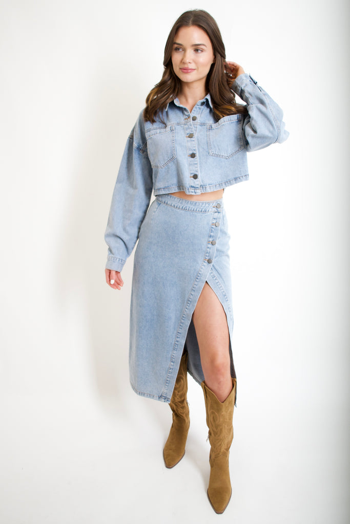 Rowan Denim Midi Skirt