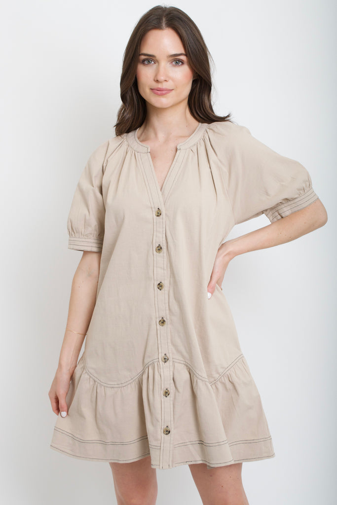 Stitch Khaki Dress