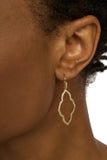 Abbie Gold Small Open Frame Earrings in White Crystal