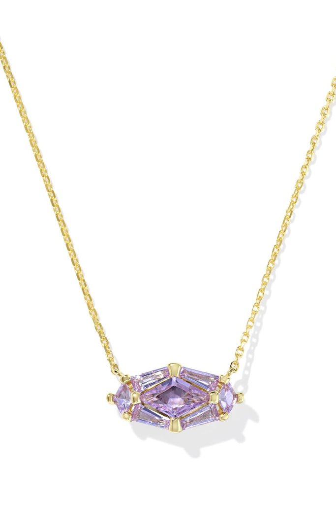 Lindy Rae Elisa Short Pendant Necklace in Gold Violet Crystal
