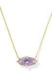 Lindy Rae Elisa Short Pendant Necklace in Gold Violet Crystal