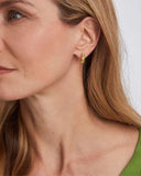 Cailin Gold Crystal Huggie Earrings in Light Green Crystal