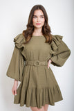Olive Ruffle Dress
