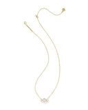 Lindy Rae Elisa Short Pendant Necklace in Gold White Opalite Crystal