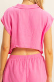 Daylight Gauze Romper // hot pink