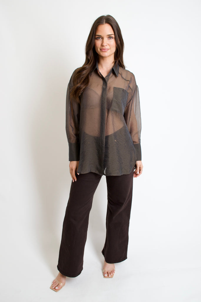 Espresso Organza Top