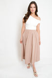Elise Poplin Midi Skirt // taupe