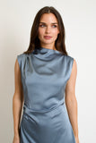 Allie Satin Midi Dress // slate
