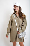 Poplin Shirt Dress // olive