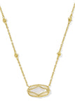 Elisa Lattice Frame Pendant Necklace in Ivory Mother of Pearl