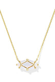 Lindy Rae Elisa Short Pendant Necklace in Gold White Opalite Crystal