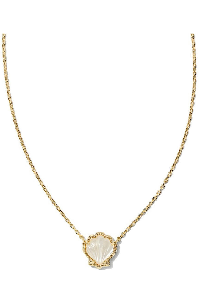 Brynne Gold Shell Short Pendant Necklace in Ivory Mother of Pearl