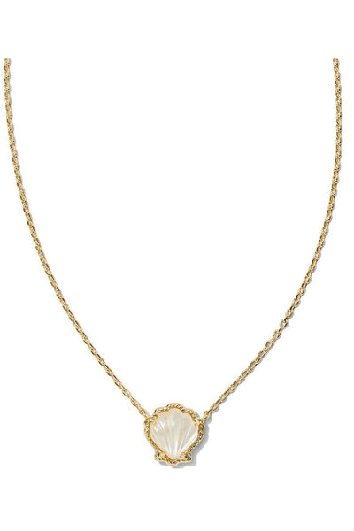 Brynne Gold Shell Short Pendant Necklace in Ivory Mother of Pearl