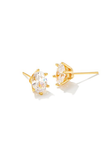Cailin Gold Crystal Stud Earrings in White Crystal