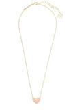 Ari Heart Gold Pendant Necklace in Rose Quartz