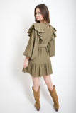 Olive Ruffle Dress