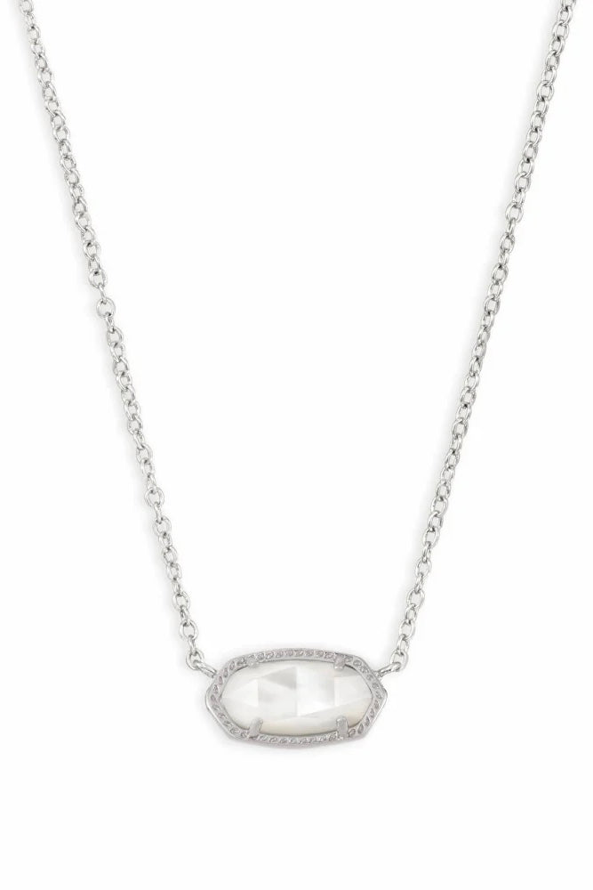 Elisa Silver Pendant Necklace in Ivory Mother-of-Pearl