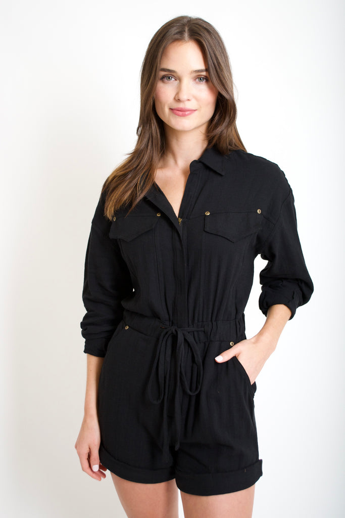 Black Utility Romper