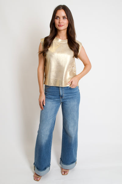 Mia Metallic Knit Top