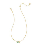 Elisa Lattice Frame Pendant Necklace in Light Green Mother of Pearl