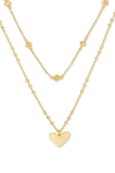 Ari Heart Multi Strand Necklace in Gold