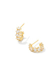 Cailin Gold Crystal Huggie Earrings in White Crystal