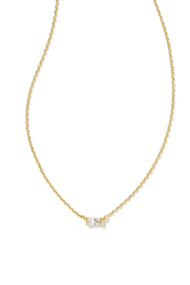 Juliette Gold Pendant Necklace in White Crystal