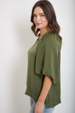 Olive Puff Sleeve Top