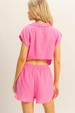 Daylight Gauze Romper // hot pink