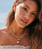 Brynne Gold Shell Short Pendant Necklace in Ivory Mother of Pearl