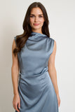 Allie Satin Midi Dress // slate
