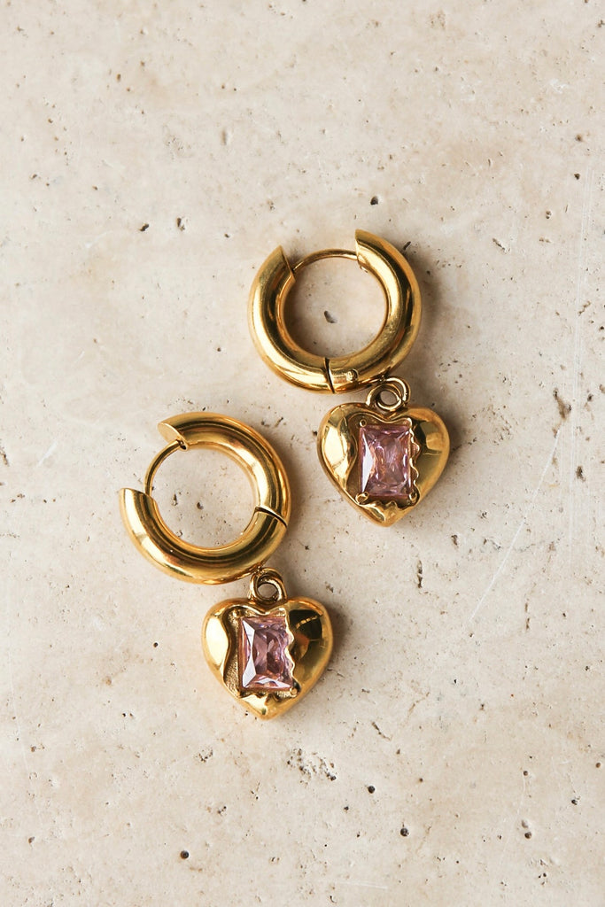 HELLO EDIE // Heart Stone Huggie