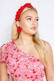 HELLO EDIE // Beaded Fan Earring RED