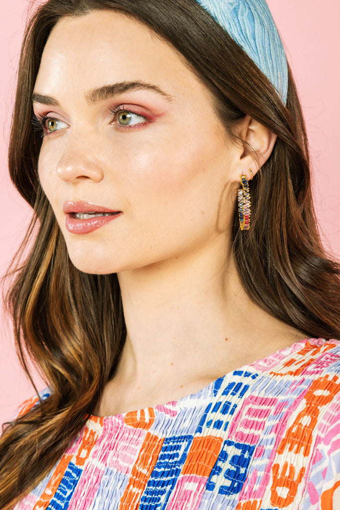 HELLO EDIE // Gemstone Baguette Hoops