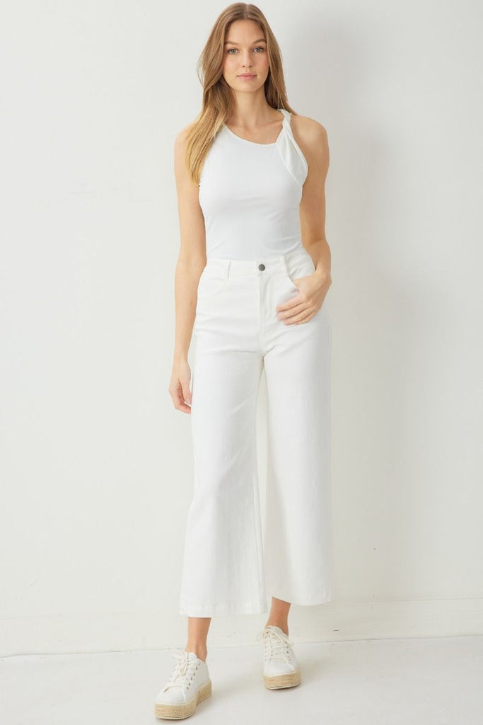 Tara Wide Leg Pant // white