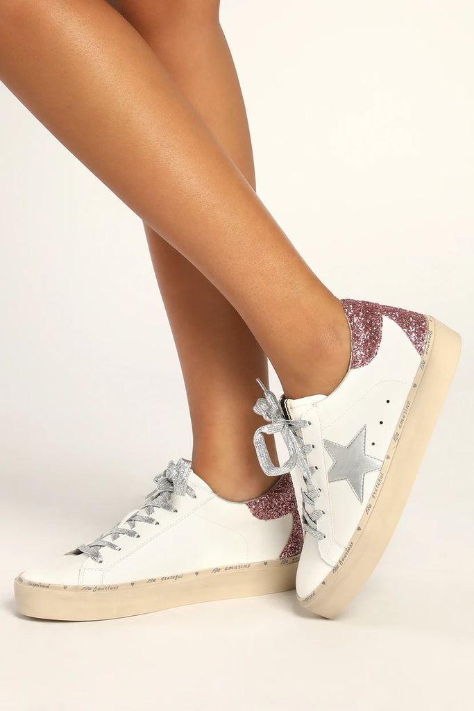 Reba Sneaker // pink glitter